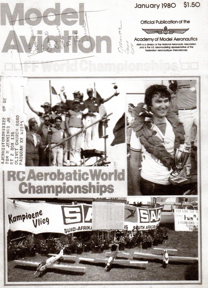 Magazine cover featuring RC Aerobatic World Championships, with a smiling person in a lei.