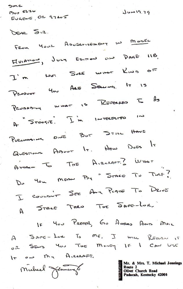Handwritten letter about appearing in a magazine advertisement, inquiring about a stove.