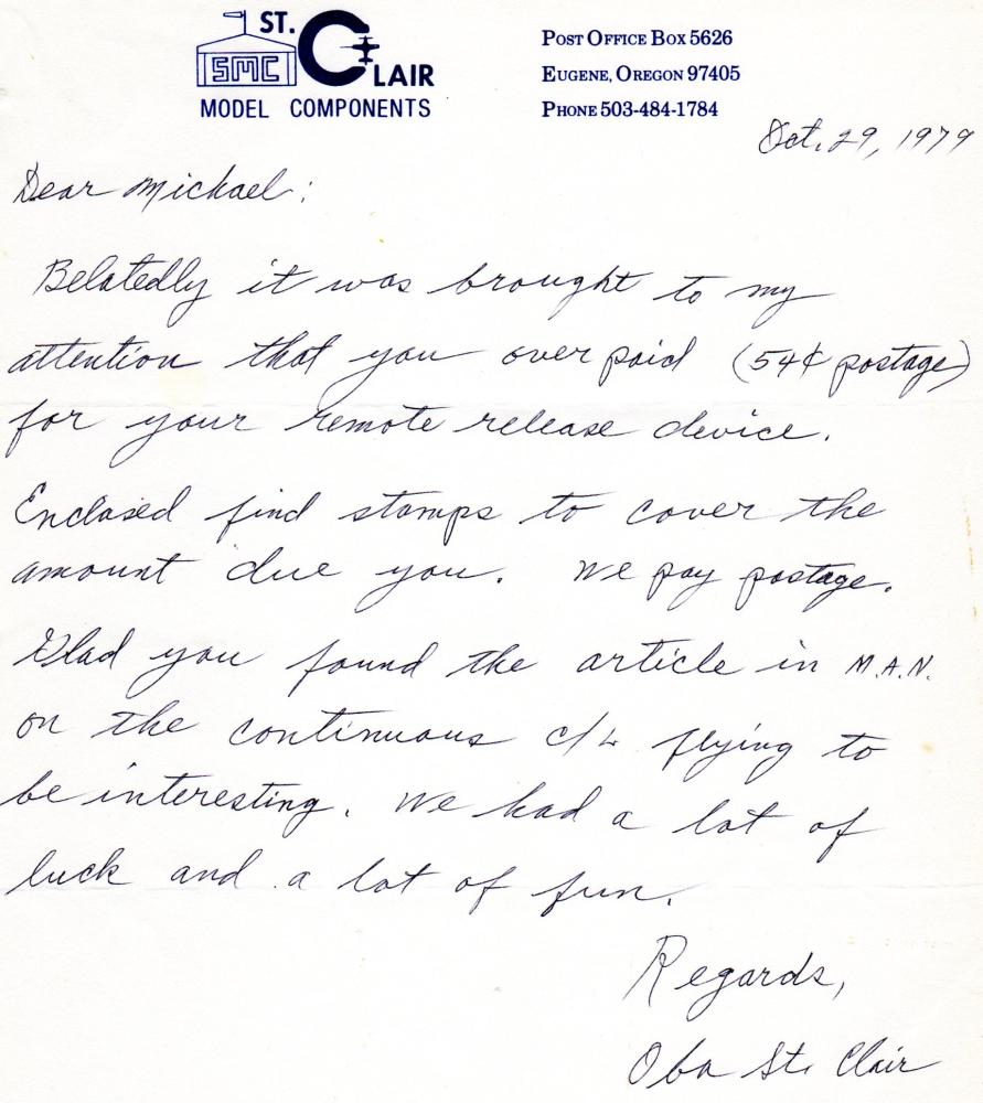 Handwritten letter with a logo and text, dated October 22, 1979.