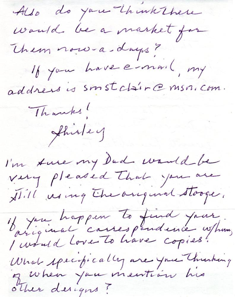 Handwritten note with a purple ink message.