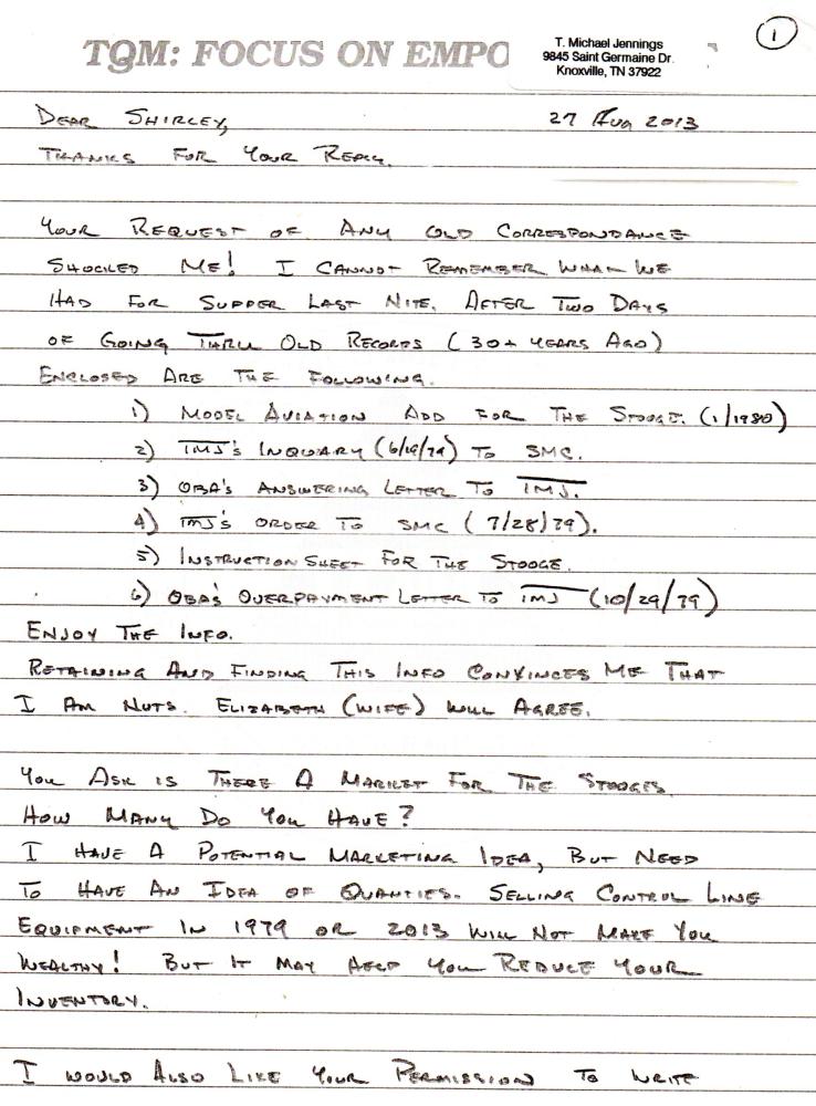 Handwritten letter with calculations and TQM header.