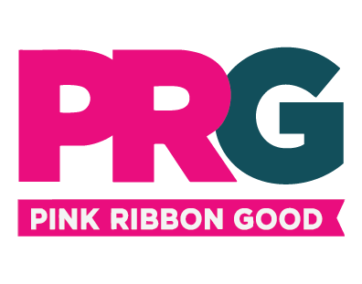 Pink Ribbon Good logo in pink and dark teal.