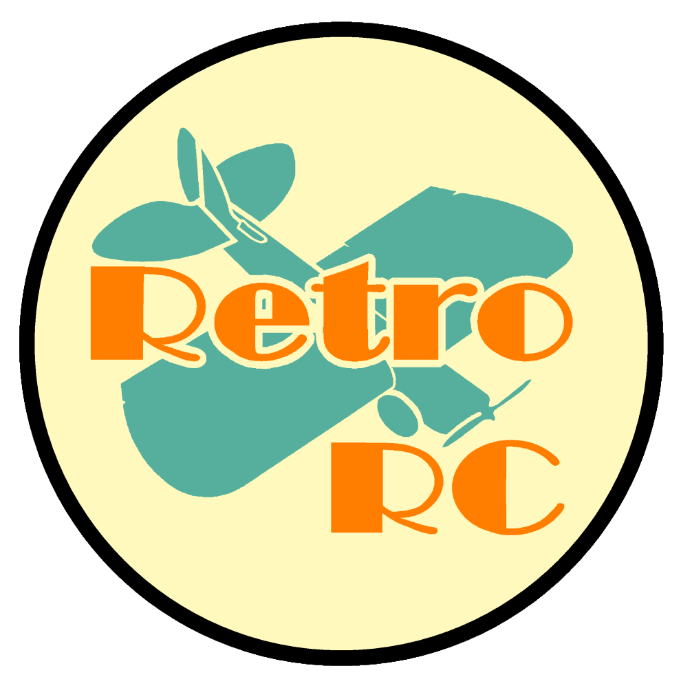 Retro RC logo with a vintage airplane silhouette.