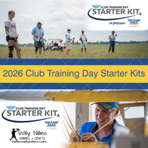 Club training day with model airplanes and participants in a field.