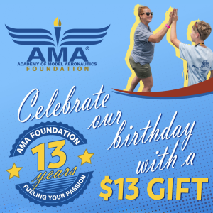 AMA Foundation logo. Woman and boy high-fiving. "13 years" text.