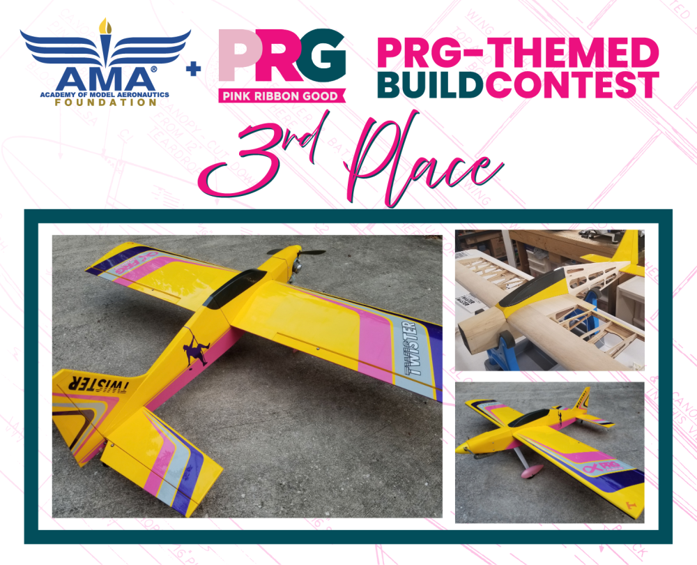 AMA logo with yellow model airplane, awarded 3rd place in PRG-themed contest.